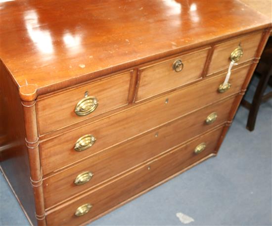 A George III mahogany chest of drawers W.111cm (lacking feet)